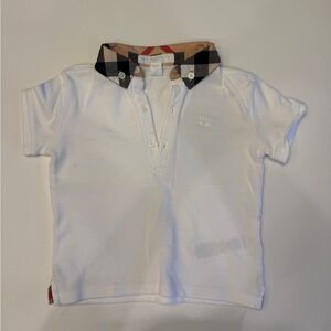 Burberry White Polo with Check Collar